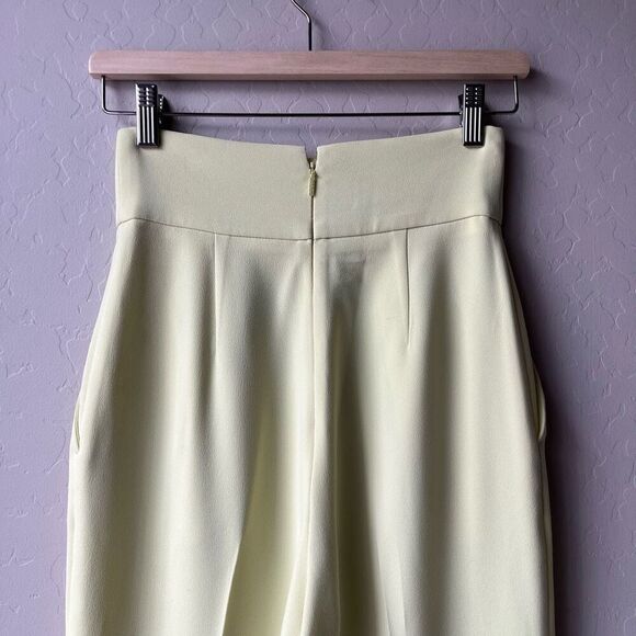 PINKO Natalia Yellow High Waisted Pleated Crepe Ankle Trouser Pants Size 2 - Picture 5 of 9